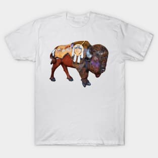 Carousel Animal Bison Buffalo Photo T-Shirt